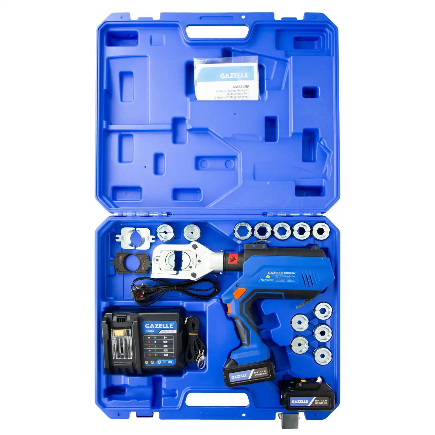 G9633UNV 3-in-1 18V Cordless Hydraulic Crimping Tool, Max Crimping Capacity 6-300mm² with Dies - Image 2