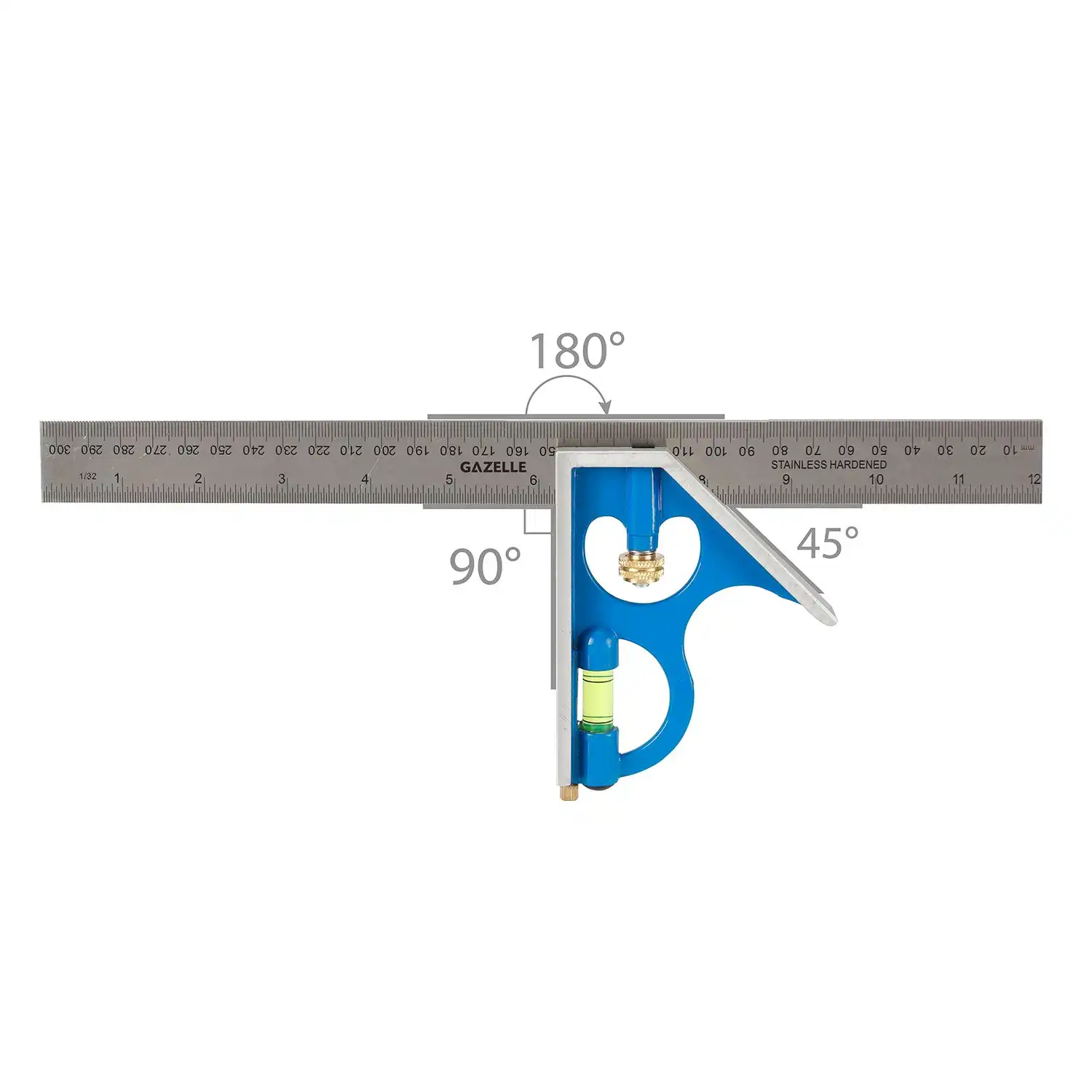 gazelle_g80290_12_in_aluminum_combination_square_300mm_machined_aluminum_stock_stainless_steel_blade_removable_brass_scriber_0_644ded169e